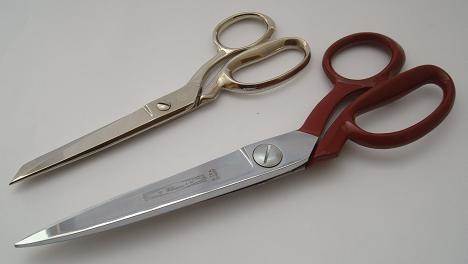 Tailors' shears sharpening over 6" blade