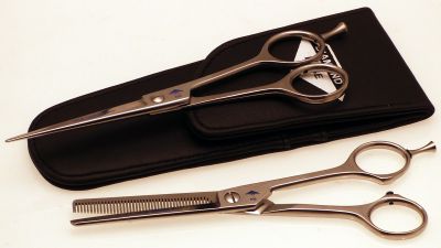 Diamond Silk Straight/thinning scissors set with pouch
