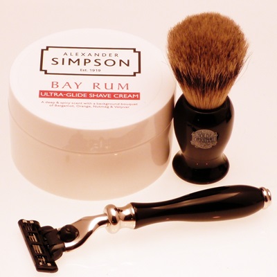 Progress Vulfix Mannin E black razor, brush and luxury shaving cream set