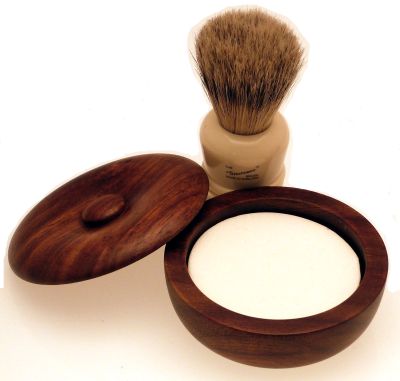 Progress Vulfix 404 shaving brush with small wood shaving bowl