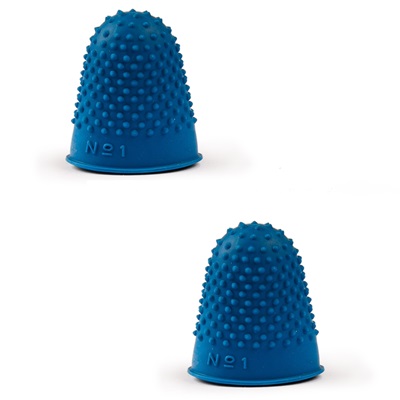 Pair of rubber finger stalls, blue