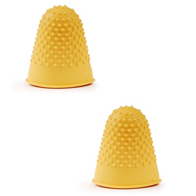 Pair of rubber finger stalls, yellow